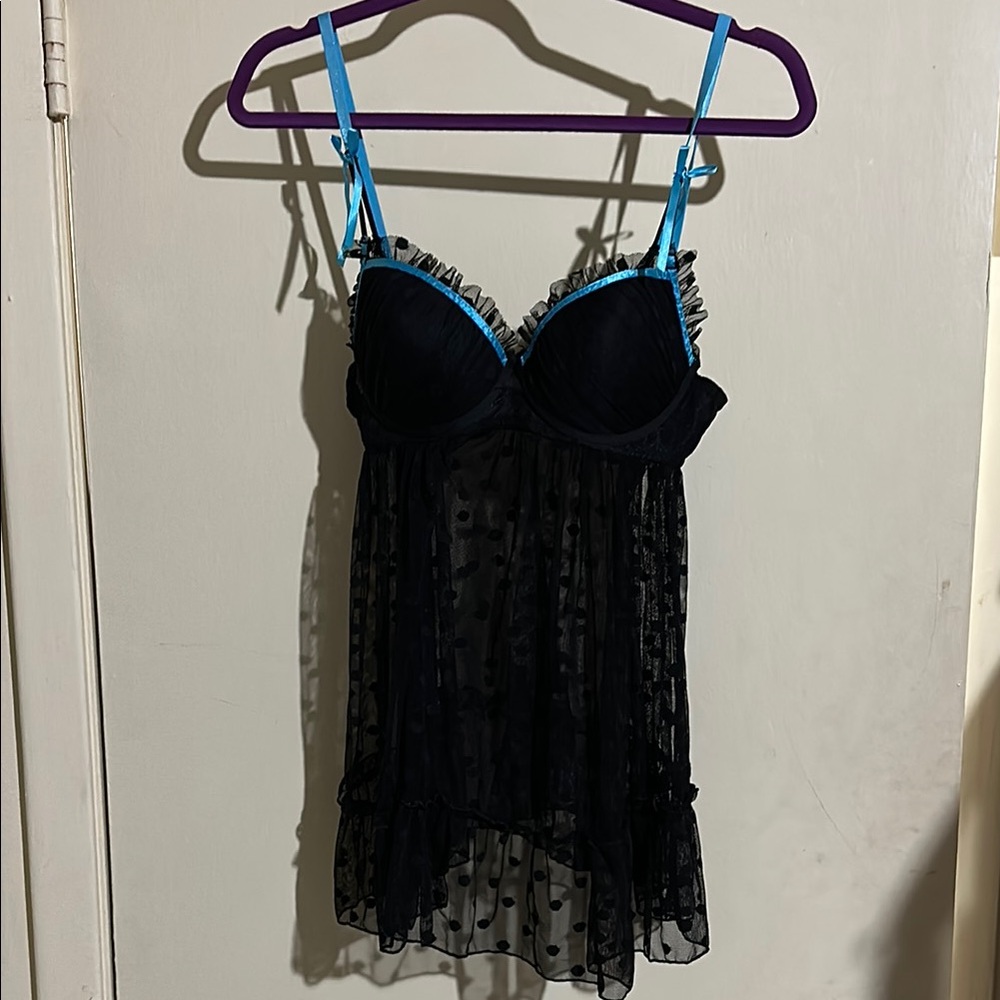 Elegant Black and Blue Lingerie Set